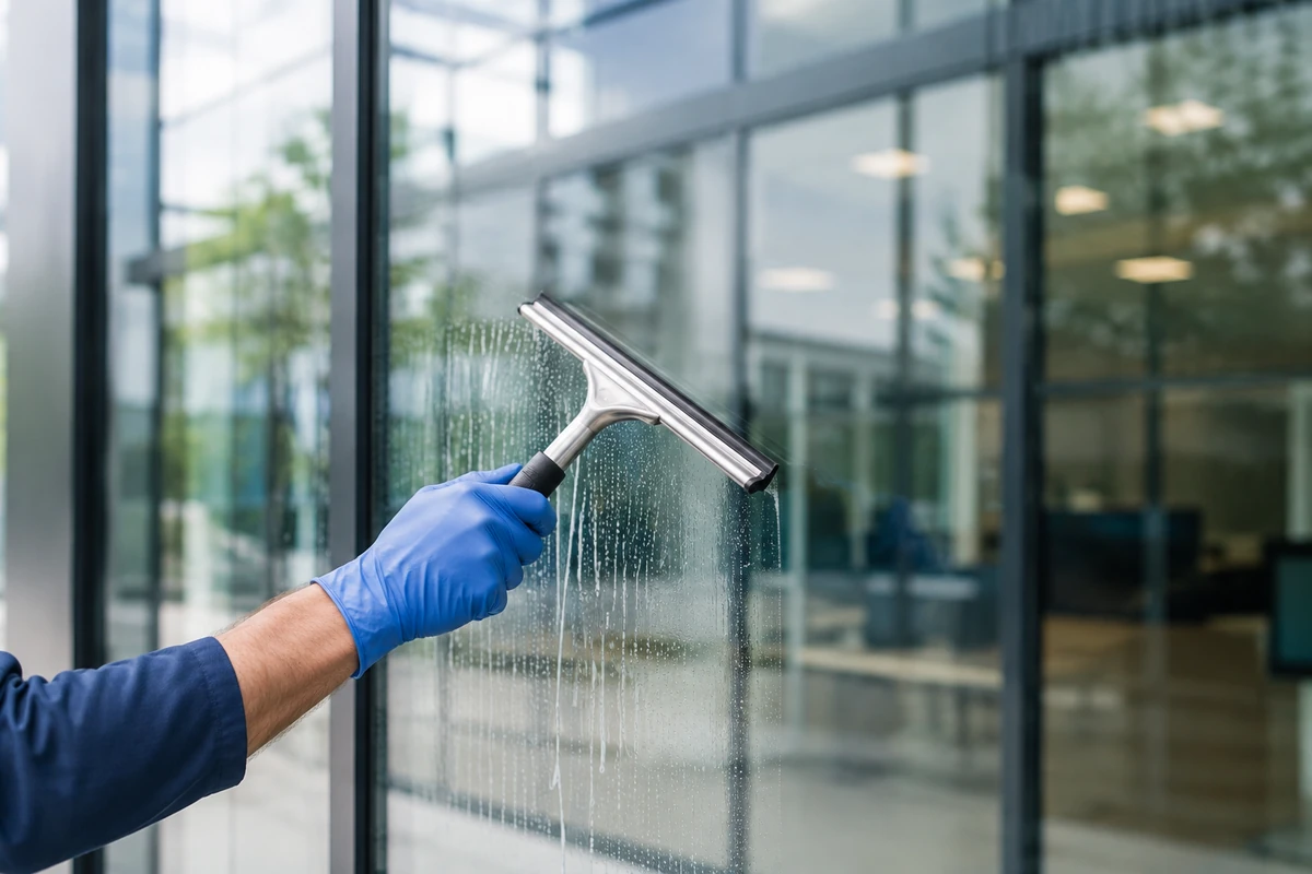 Professionelles Fensterwerkzeug bei der Glasreinigung in Brühl