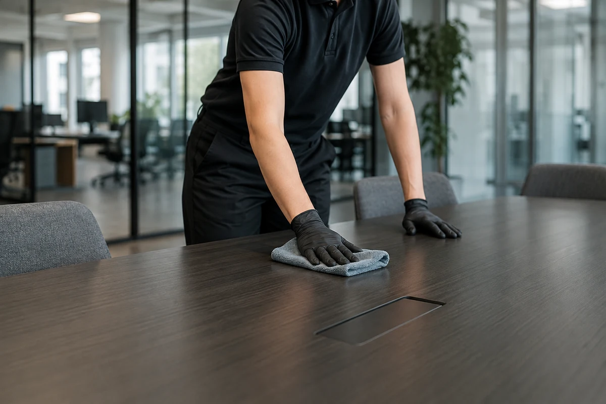 Professionelle Gebäudereinigung in einem modernen Objekt